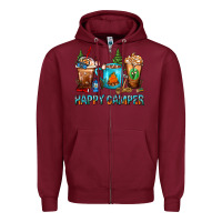 Burgundy Happy Camper Coffee Cups Zipper Hoodie - FaDigitalArtStudio