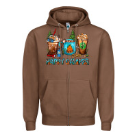 Chestnut Happy Camper Coffee Cups Zipper Hoodie - FaDigitalArtStudio