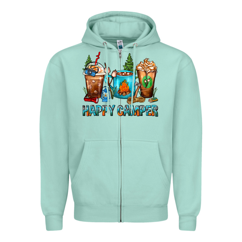 Happy Camper Coffee Cups Zipper Hoodie by FaDigitalArtStudio | Teevron