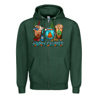 Sports Green Happy Camper Coffee Cups Zipper Hoodie - FaDigitalArtStudio