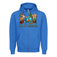 True Royal Happy Camper Coffee Cups Zipper Hoodie - FaDigitalArtStudio