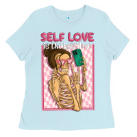 Baby Blue self love is the best love Ladies Tee - MaliasSmallBusiness