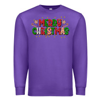 Purple festive merry christmas greeting Premium Sweatshirt - CowhideDigitalArt