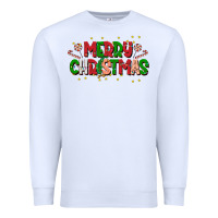 White festive merry christmas greeting Premium Sweatshirt - CowhideDigitalArt