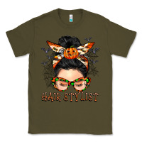 Army Green Hair stylist messy bun Classic Tee - BarkalooDesign