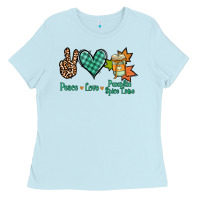 Baby Blue Peace love pumpkin spice latte Ladies Tee - NancyCooperArtShop