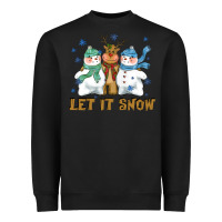 Black let it snow reindeer snowman Heavyweight Sweatshirt - CowGirlArtShop