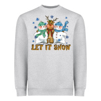 Heather Grey let it snow reindeer snowman Heavyweight Sweatshirt - CowGirlArtShop