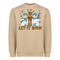 Mushroom let it snow reindeer snowman Heavyweight Sweatshirt - CowGirlArtShop