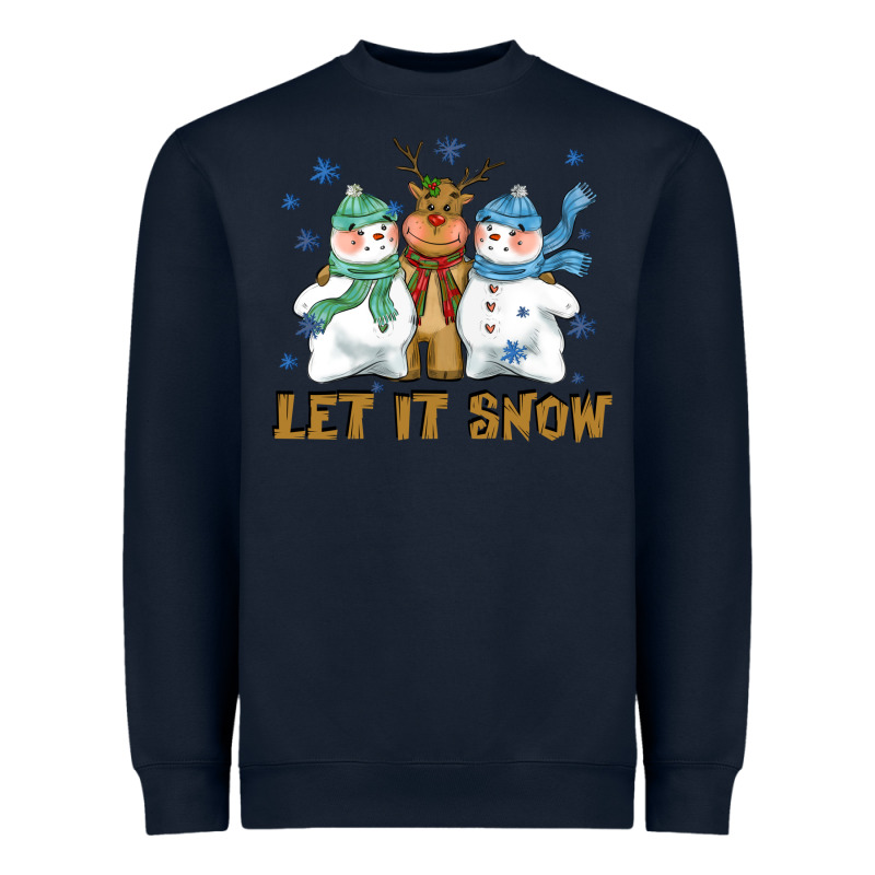 Let It Snow Reindeer Snowman Heavyweight Sweatshirt by CowGirlArtShop | Teevron