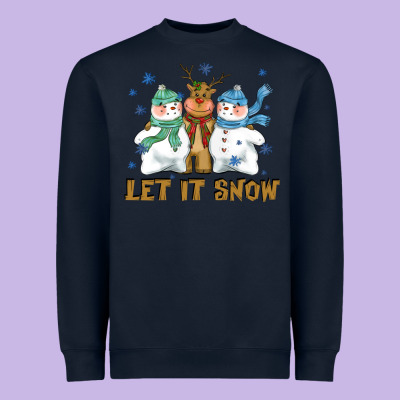 Let It Snow Reindeer Snowman Heavyweight Sweatshirt Designed By Cowgirlartshop