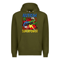 Army Green Autism is my superpower Autism Awareness Day Premium Hoodie - FaDigitalArtStudio