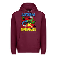 Burgundy Autism is my superpower Autism Awareness Day Premium Hoodie - FaDigitalArtStudio