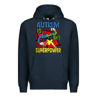 Navy Autism is my superpower Autism Awareness Day Premium Hoodie - FaDigitalArtStudio