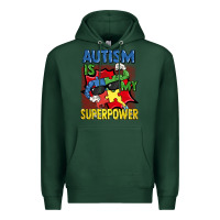 Sports Green Autism is my superpower Autism Awareness Day Premium Hoodie - FaDigitalArtStudio