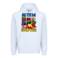White Autism is my superpower Autism Awareness Day Premium Hoodie - FaDigitalArtStudio