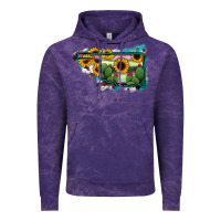 Cloud Purple Oklahoma Map Sunflower Cactus Serape Vintage Hoodie - RanaPortraitStore