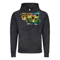 Vintage Black Oklahoma Map Sunflower Cactus Serape Vintage Hoodie - RanaPortraitStore