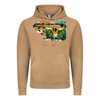 Vintage Camel Oklahoma Map Sunflower Cactus Serape Vintage Hoodie - RanaPortraitStore