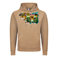 Vintage Coffee Oklahoma Map Sunflower Cactus Serape Vintage Hoodie - RanaPortraitStore