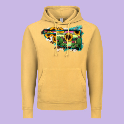 Oklahoma Map Sunflower Cactus Serape Vintage Hoodie Designed By Ranaportraitstore