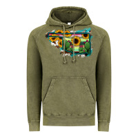 Vintage Olive Oklahoma Map Sunflower Cactus Serape Vintage Hoodie - RanaPortraitStore
