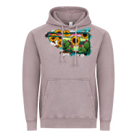 Vintage Zinc Oklahoma Map Sunflower Cactus Serape Vintage Hoodie - RanaPortraitStore