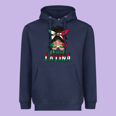 Proud Latina Messy Bun Mama Heavyweight Hoodie Designed By Bundleandbundleshop