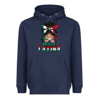 Navy proud latina messy bun mama Heavyweight Hoodie - BundleAndBundleShop
