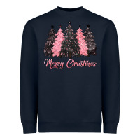 Navy pink merry christmas Heavyweight Sweatshirt - CowGirlArtShop