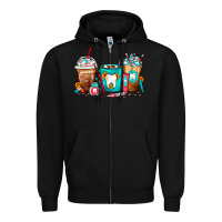 Black Dentist Coffee Cups Zipper Hoodie - FaDigitalArtStudio