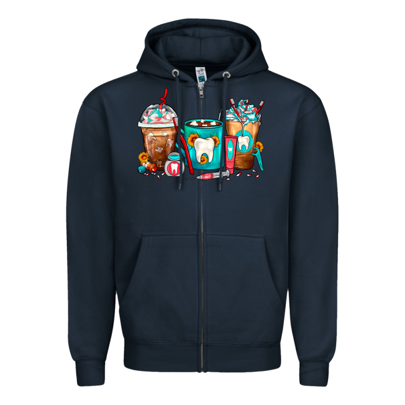 Dentist Coffee Cups Zipper Hoodie by FaDigitalArtStudio | Teevron