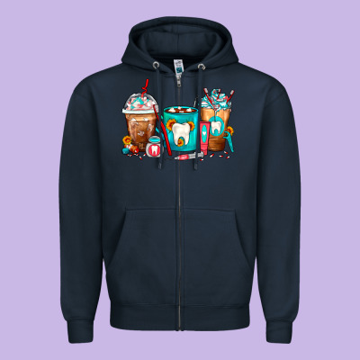 Dentist Coffee Cups Zipper Hoodie Designed By Fadigitalartstudio