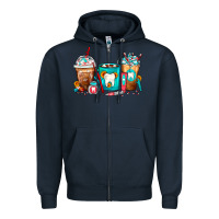 Navy Dentist Coffee Cups Zipper Hoodie - FaDigitalArtStudio