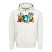 Oatmeal Heather Dentist Coffee Cups Zipper Hoodie - FaDigitalArtStudio