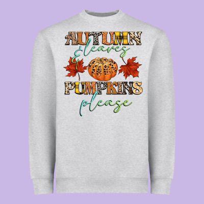 Autumn Leaves And Pumpkins Please Heavyweight Sweatshirt Designed By Cowgirlartshop