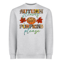 Heather Grey autumn leaves and pumpkins please Heavyweight Sweatshirt - CowGirlArtShop