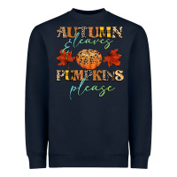 Navy autumn leaves and pumpkins please Heavyweight Sweatshirt - CowGirlArtShop
