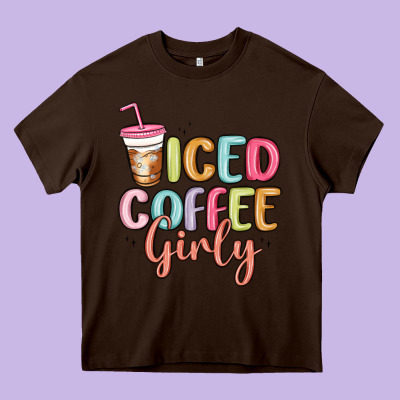 Iced Coffee Girly Heavy Core Tee Designed By Maliassmallbusiness