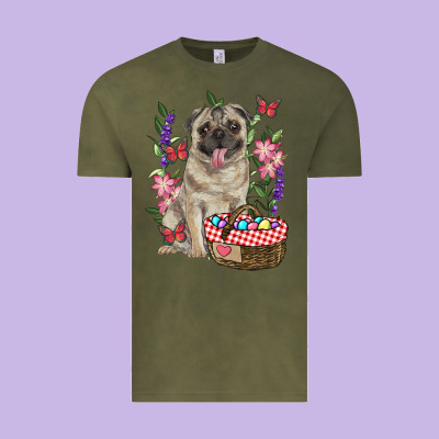 Easter Pug Vintage Tee Designed By Ranaportraitstore