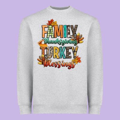 Family Thanksgiving Turkey Blessing Heavyweight Sweatshirt Designed By Cowgirlartshop