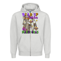 Dove Grey Bead up bitches it's Mardi Gras skeleton Zipper Hoodie - FaDigitalArtStudio
