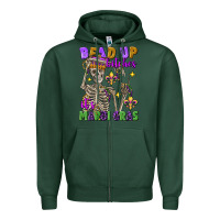 Sports Green Bead up bitches it's Mardi Gras skeleton Zipper Hoodie - FaDigitalArtStudio