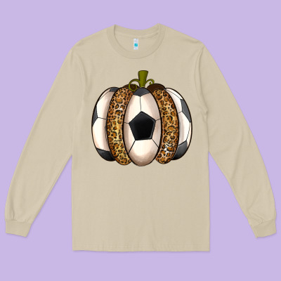 Soccer Pumpkin Long Sleeve Tee Designed By Texasbilliewilder