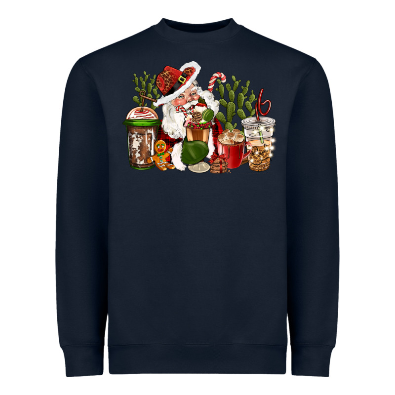 Western Santa Cowboy Coffe Cups Christmas Heavyweight Sweatshirt by CowGirlArtShop | Teevron
