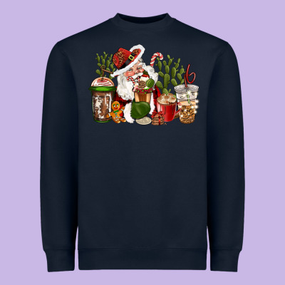 Western Santa Cowboy Coffe Cups Christmas Heavyweight Sweatshirt Designed By Cowgirlartshop