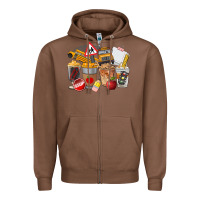 Chestnut School Bus Coffee Cups Zipper Hoodie - FaDigitalArtStudio