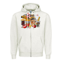 Oatmeal Heather School Bus Coffee Cups Zipper Hoodie - FaDigitalArtStudio