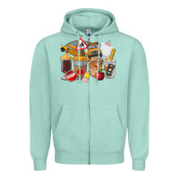 Seafoam School Bus Coffee Cups Zipper Hoodie - FaDigitalArtStudio