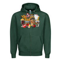 Sports Green School Bus Coffee Cups Zipper Hoodie - FaDigitalArtStudio